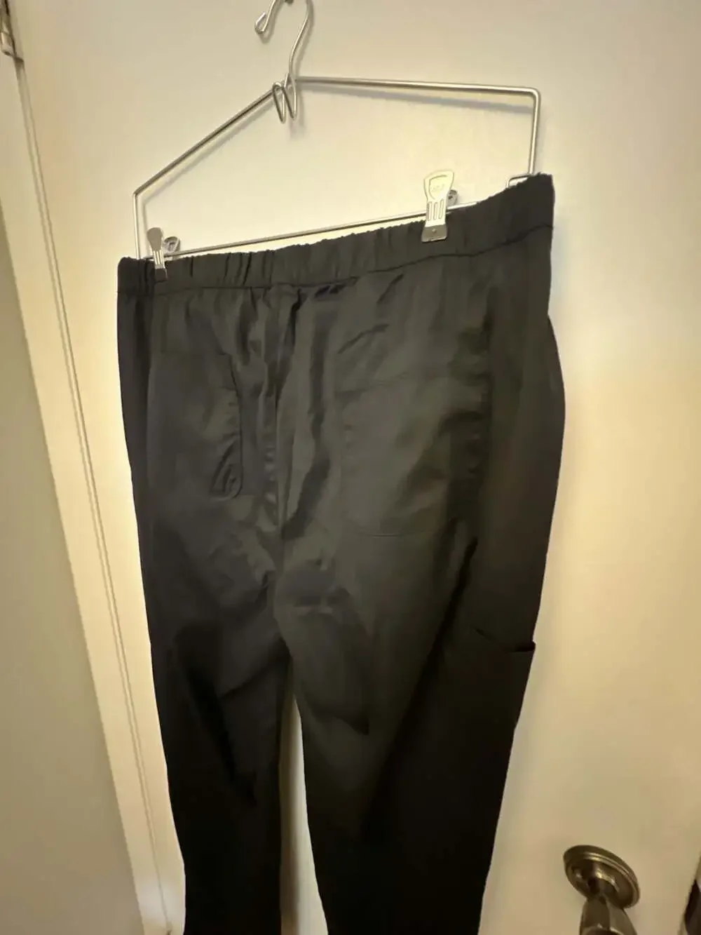 Maevn Women's Cargo Scrub Pants with Elastic Waist & Drawstring, Black, Sz Large